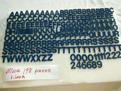 (198) 1&#034; VTG Sign Letter/Numbers Marquee Display Blue Plastic Hanging