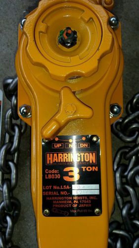 Bnib harrington 3-ton lever hoist - 15&#039; lift - lb030 for sale