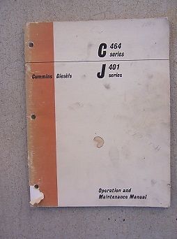 1969 cummins diesel engine c 464  j 401 series operation maintenance manual  k for sale