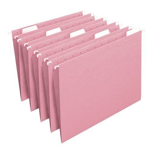 New smead hanging file folder with tab 15cut adjustable letter size pink 25 for sale