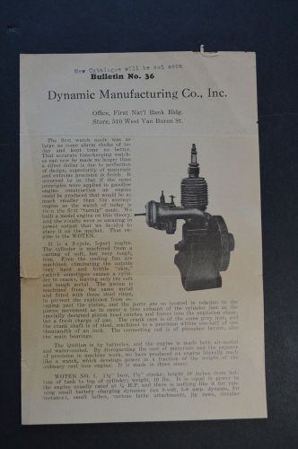 Antique 1920&#039;s DYNAMIC MANUFACTURING CO. Engine Bulletin No. 36 catalog w/prices
