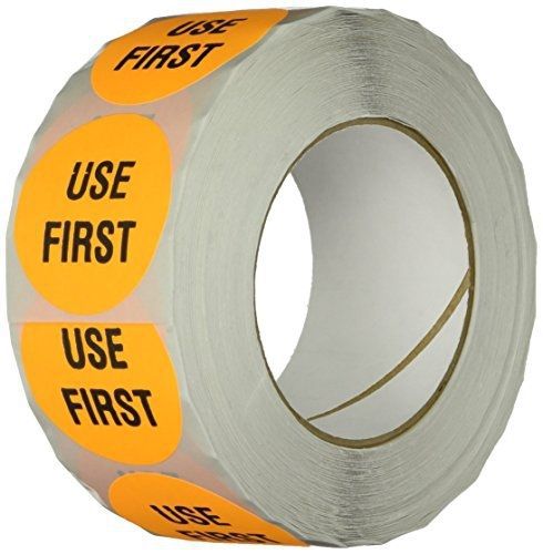 TapeCase Orange &#034;Use First&#034; Inventory Control Label - 1000 per pack (1 Pack)