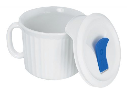 Corningware 20-Ounce Oven Safe Meal Mug with Vented Lid  French White, New