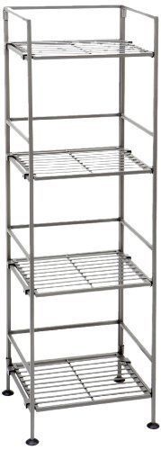 4 Tier Thin Space Saving Storage Rack. Shelf Shelves Stand Garage Organizer Clos