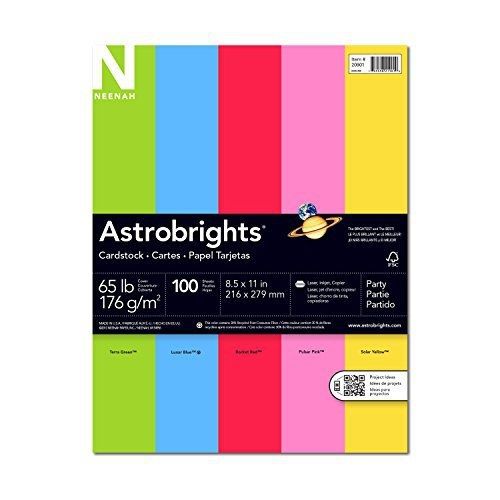 Neenah Astrobrights Premium Color Card Stock Assortment, 65 lb, 8.5 x 11 Inches,