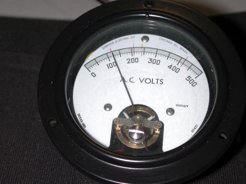 Simpson AC Voltmeter 3 1/2&#034; round NOS 120, 220, 240 &amp; 440 Volts Model 45R