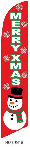 Merry Christmas Windless Swooper Flag 15&#039; Full Sleeve Banner made in USA red