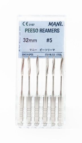 Dental Endodontic Peeso Reamers Root Canal Drills 32mm Size #5 pack of 6 MANI
