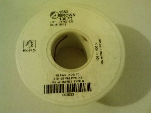 Brand New Alpha Wire 1852 Brown 100 FT 28 AWG .010 PVC INS MIL-W-16878/1