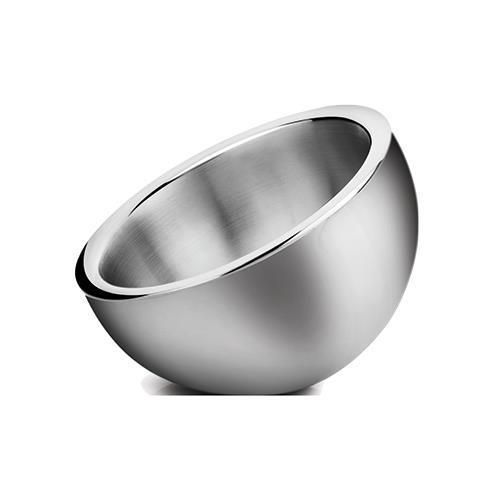 Winco DWAB-L, 2.3-Quart Insulated Double-Wall Angled Display Bowl, Stainless Ste