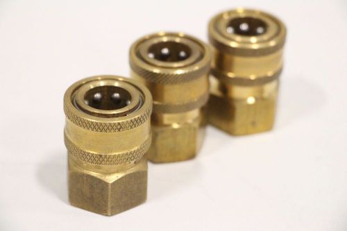 Lot of (3) Brass 5/8&#034; Quick Disconnect Pull Push Connector Adapter Fitting