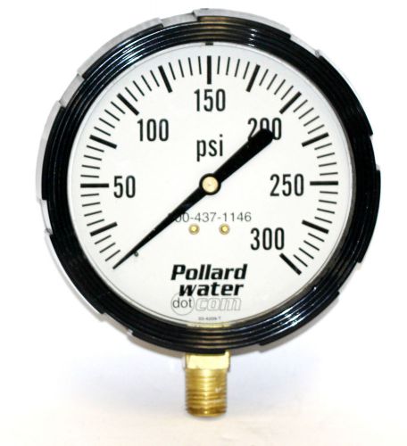 Pollard 3-1/2&#034; glycerin filled industrial pressure gauges 300psi, 1/4&#034; npt lower for sale