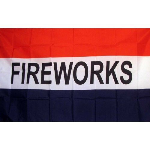 2 Fireworks Red White Blue Flag 3&#039;x 5&#039; Banner (pair)