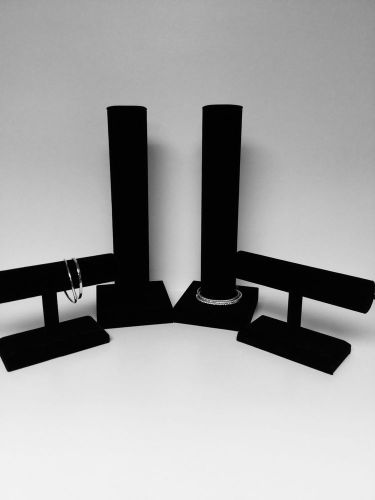 Bangle Cuff Bracelet Watch Showcase Jewelry Display Set Of 4 Black Velvet