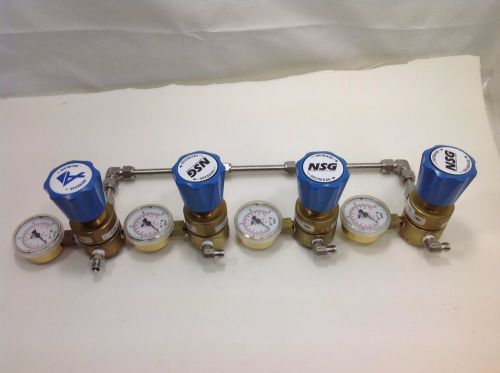 Custom GAS MANIFOLD with 4 NSG regulators outlet 100, inlet 3000 psi