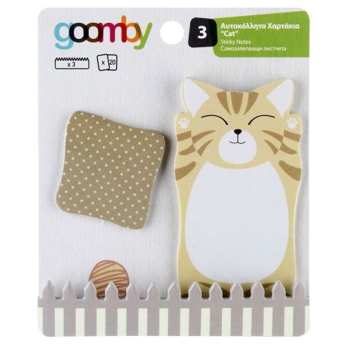 Post-it Mini Note Self Adhesive Pads 3 x 20 sheets Cat shape Funny Bookmarker