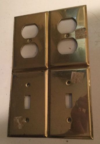 Lot 4 Brass Fixture Covers 2 Light Switch 2 Standard Electric Outlet Covers