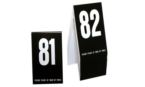 Plastic Table Numbers 81-100 - Tent Style, Black w/White Numbers, Free shipping