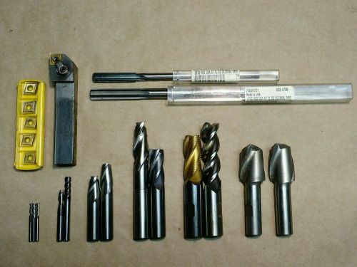 Machinist lot, endmills, lathe, carbide, turning, cnc, metalworking, reamers, 21 for sale