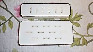 LOT 2=ONE 10 SLOT RING  &amp; ONE 6 SLOT RING HOLDER WHITE LEATHER SIDES &amp; TOP