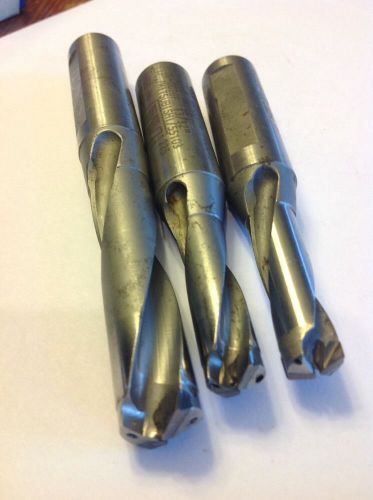 3 USED WAUKESHA CARBIDE TIPPED COOLANT DRILL 13/32 (2) 17/32&#034; Bits Boring