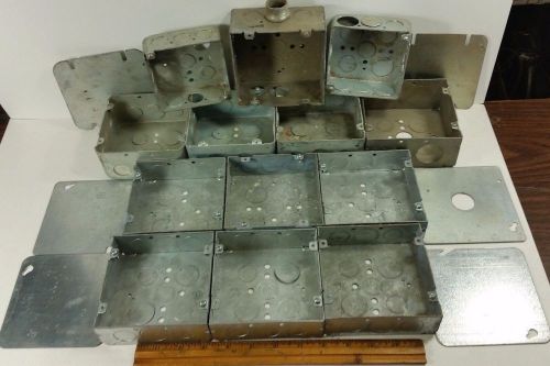 Lot of 17 GALVANIZED 2-GANG BOX - NOS 30.5 cu in  Steel city Various size/brands