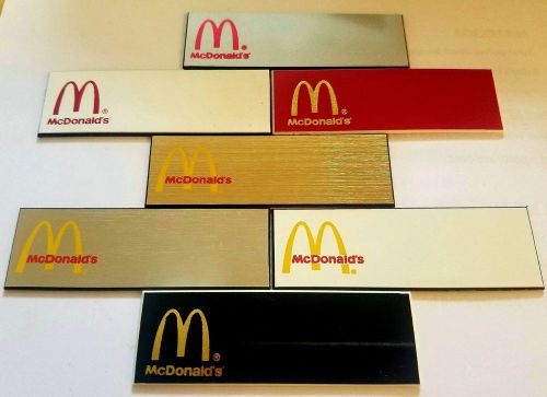 McDonalds 1x3 Name badge up to 2-lines engraving and a pin back included.