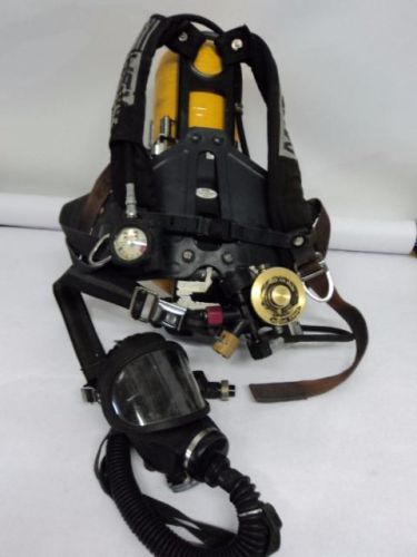 Msa scba air pack tank + mask with pressure on demand fire fighter fireman (b3c) for sale