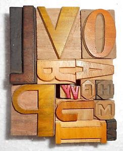 Letterpress letter wood type printers block &#034; lot of 14 &#034; typography.in882 for sale