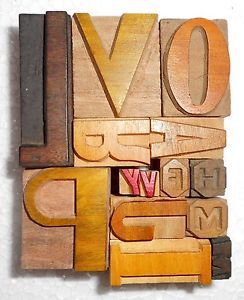 Letterpress Letter Wood Type Printers Block &#034; Lot Of 14 &#034; Typography.In882
