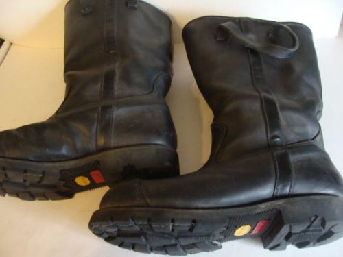 SYMPATEX STEEL TOE BLACK LEATHER FIRE FIGHTING BOOTS. SZ 9 W MADE IN USA