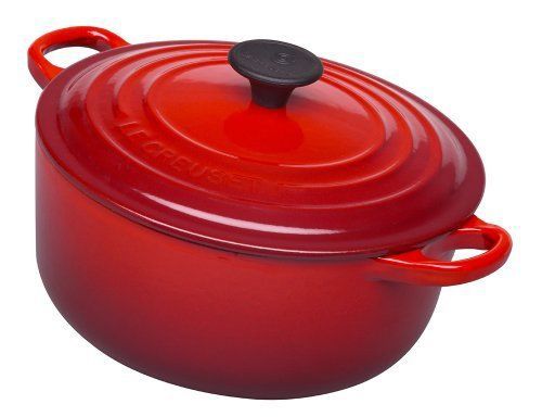 New Le Creuset 5.5 Qt #26 Dutch Oven Cast Iron Chili Red