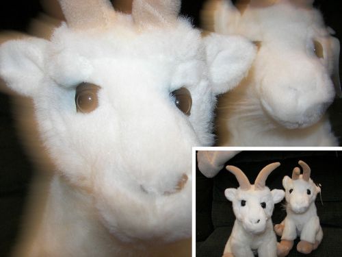 Rocky the Mountain Goat HUGFUN brand  set of 2 sheep  button eyes 12&#034; NEW