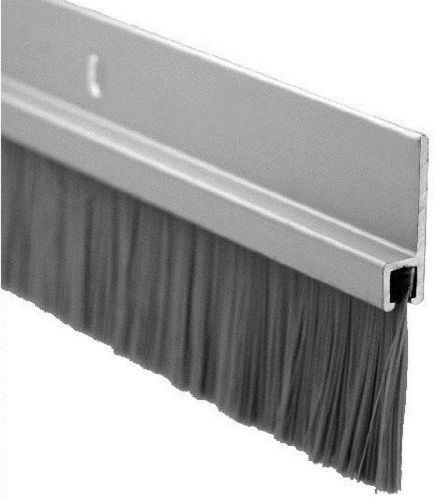 Pemko Door Bottom Sweep, Clear Anodized Aluminum with 1&#034; Gray Nylon Brush insert