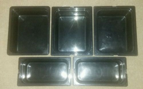 LOT OF 5 restaurant Food Storage Pans Steam Table Black Plastic Bar COMMERCIAL