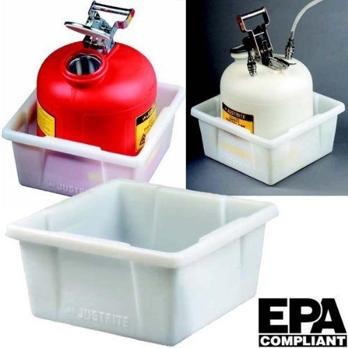 Justrite 84003 Polyethylene HPLC Can Spill Basin, 5 Gallon Capacity, 14-7/8&#034;