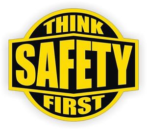 Think Safety First Hard Hat Decal ~ Helmet Sticker Labels Stickers