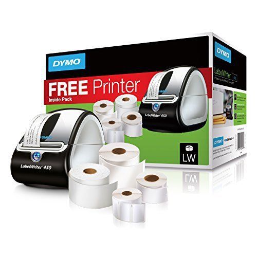 DYMO LabelWriter 450 Super Bundle - FREE Label Printer with 4 rolls of Shipping,