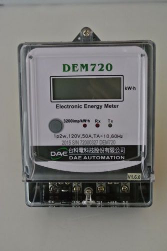Dae dem720-1 electric kwh submeter, 1 phase, 2 wire, 120v, 50a, pass-through for sale