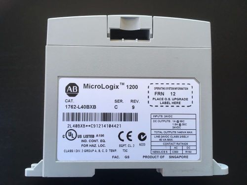 Allen Bradley Micrologix 1200 PLC, 1762-L40BXB, SER C, REV 9