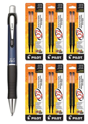 Pilot g2 pro gel ink rolling ball, fine black ink blue barrel 1 pen &amp; 12 refills for sale
