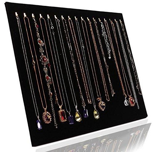 Life VC Black Velvet 17 Hook Necklace Jewelry Tray Display Organizer