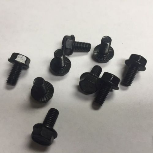 6mm x 1.00 x 12mm  hex washer serrated flange bolts black zinc 500 count for sale
