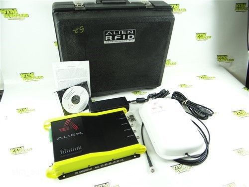 Alien rfid alr-9800 reader &amp; alr-9611-cr antenna w/ power supply &amp; case for sale
