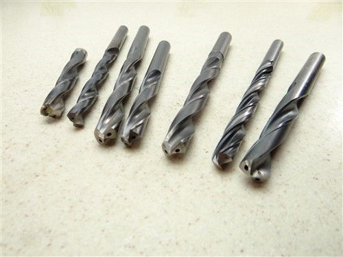 Lot of 7 hss coolant fed drills 29/64&#034; to 35/64&#034; ptd france for sale