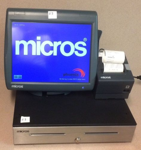Micros WS 5A Terminal With Stand, Cash Drawer, Printer, 400814-101 (Unit 23)