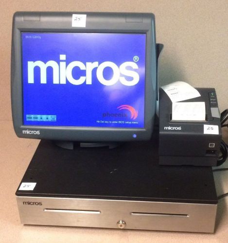 Micros WS 5A Terminal With Stand, Cash Drawer, Printer, 400814-101 (Unit 25)