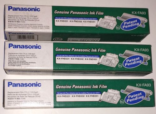 3 Genuine Panasonic KX-FA93 Replacement Films KX-FHD331 KX-FHD332 KX-FHD351 OEM