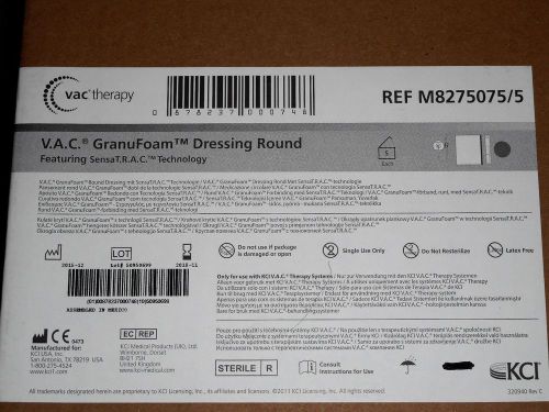 New KCI V.A.C. GranuFoam Round Dressing (Qty. 5) M8275075/5 Exp. 2018-11