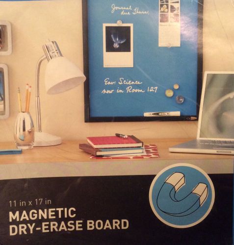 *New* Quartet MAGNETIC DRY-ERASE BOARD Blue and Black 17&#034;x11&#034; Hareware Included